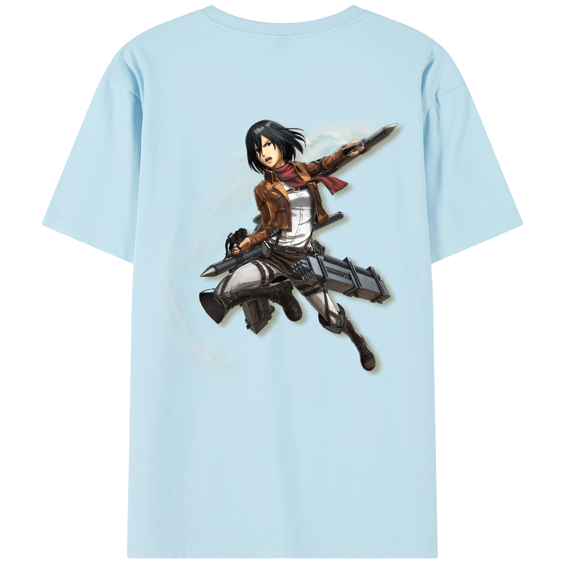 （画像用） 進撃の巨人 ミカサ·アッカーマン Attack on Titan Mikasa Ackerman 綿100％半袖Tシャツ（背面プリント）